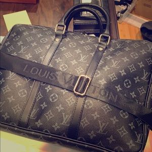 Black and Gray LV Tote/Softside Briefcase